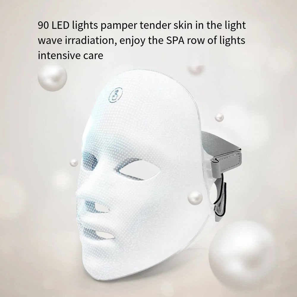 Máscara LED Facial de belleza de fotones 7 colores, rejuvenecimiento de la piel, estiramiento Facial en casa